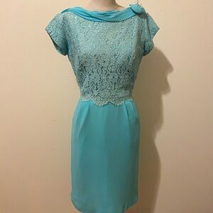 Vintage Elegant Blue Lace Dress